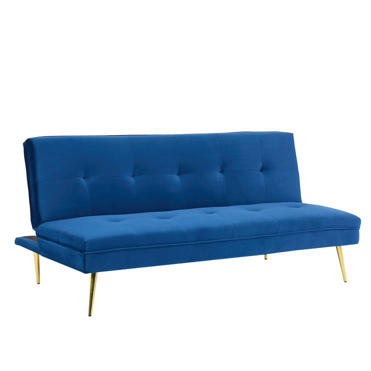 Adjustable 3 Seater Blue Sofa Bed Click Clack