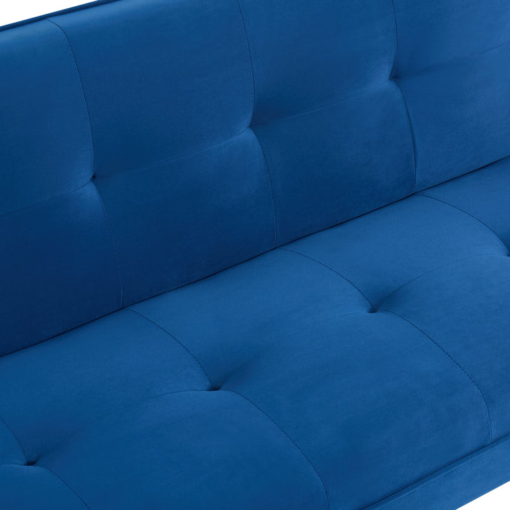 Adjustable 3 Seater Blue Sofa Bed Click Clack