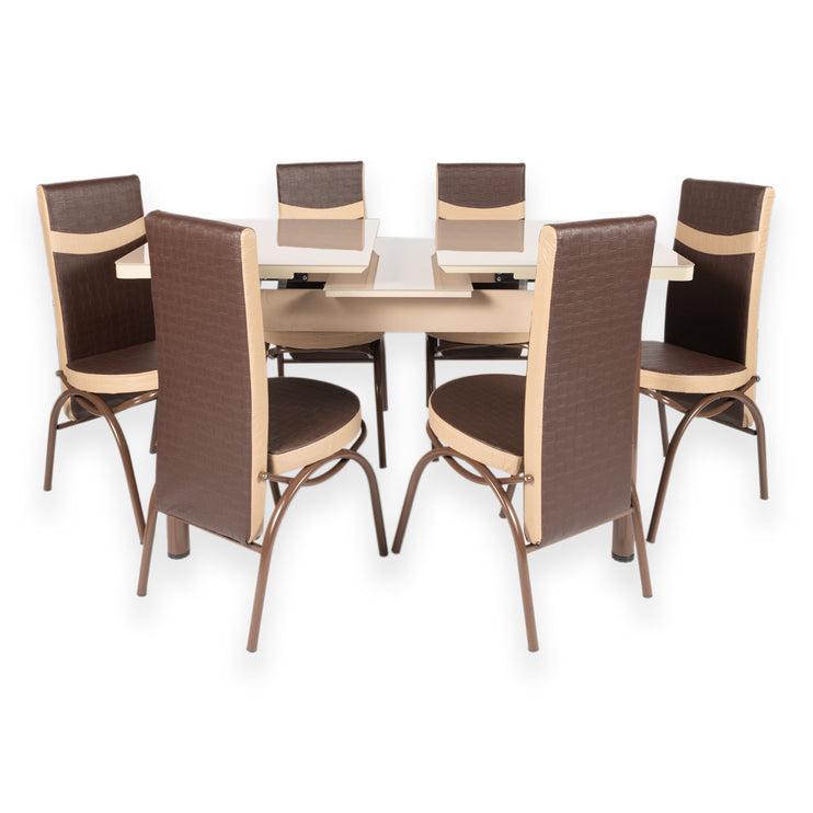 Cappuccino Extendable Dining Table with Six Chairs