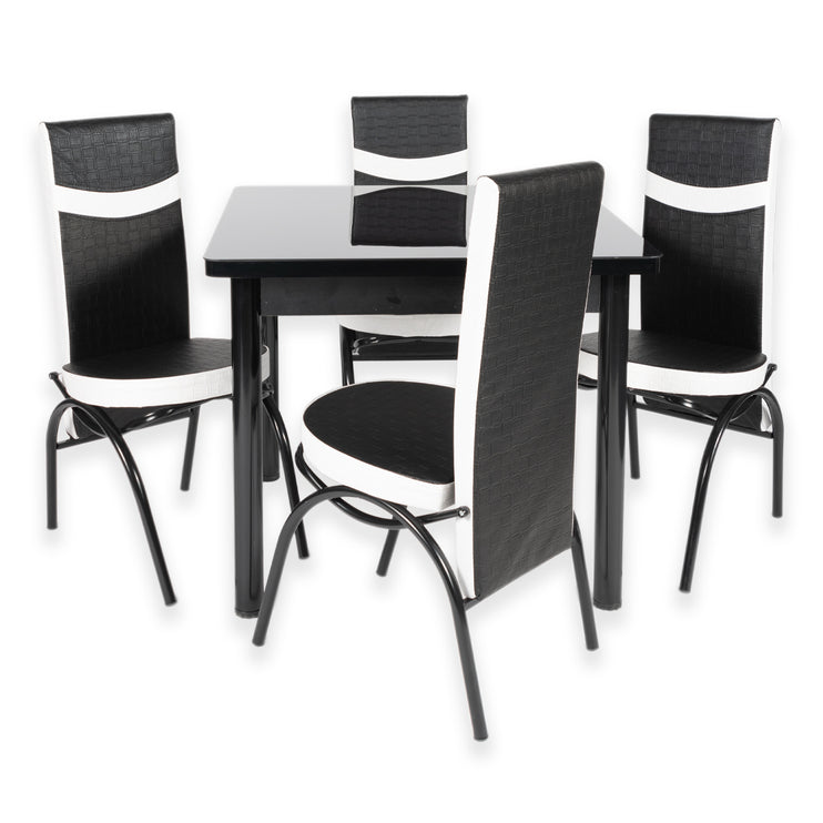 Black Square Dining Table with 4 Chairs
