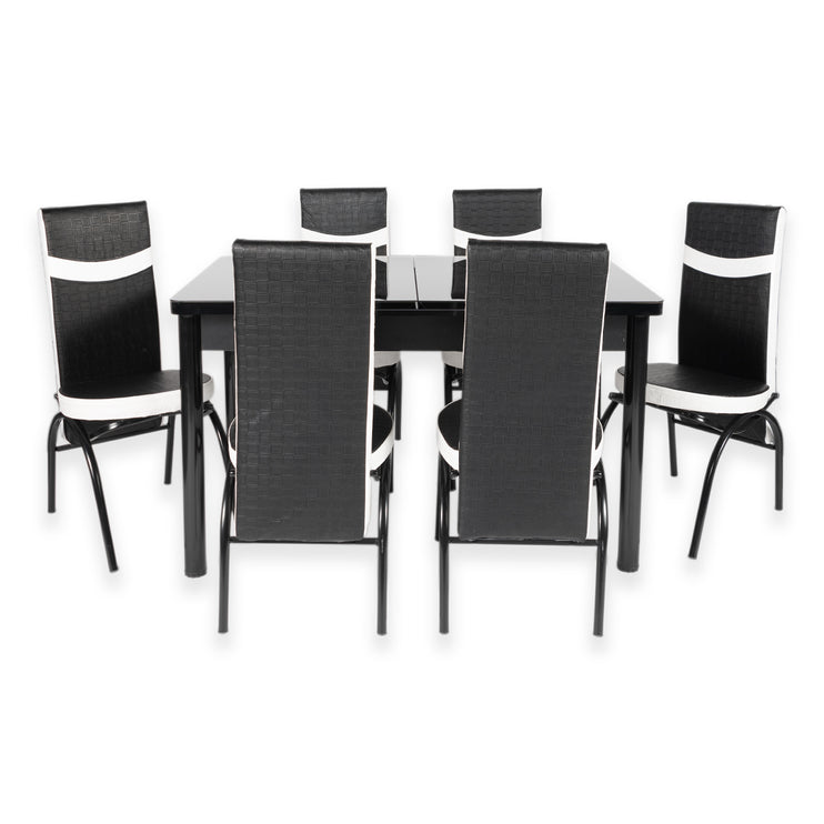 Black Extendable Dining Table with Six Chairs