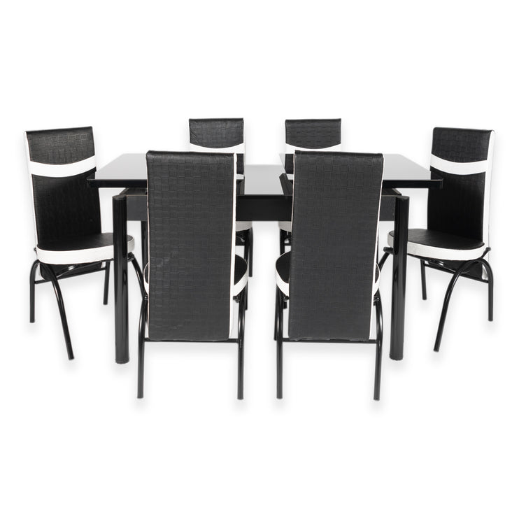 Black Extendable Dining Table with Six Chairs