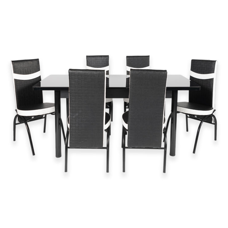 Black Extendable Dining Table with Six Chairs