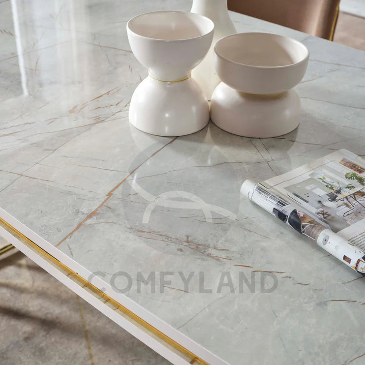 Almera Beige and Gold Dining Table