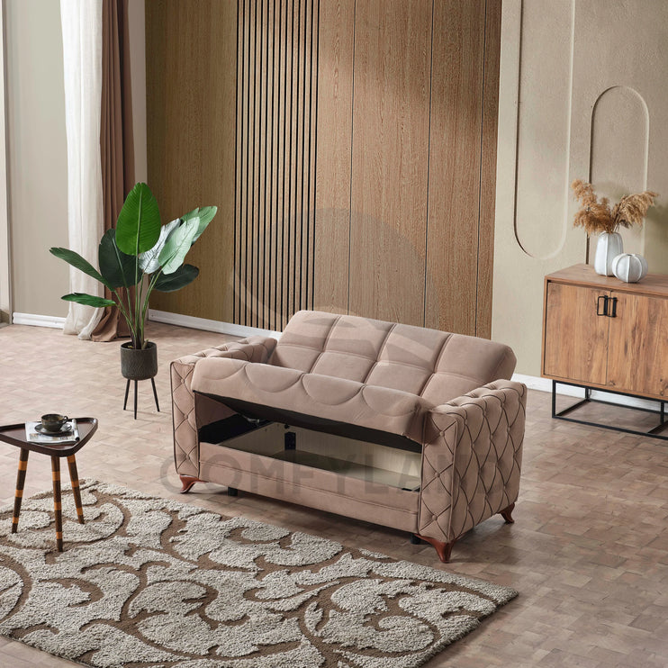 Dezza Sofa Bed in Beige Velvet