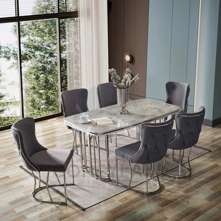 Almera Grey and Chrome Dining Table
