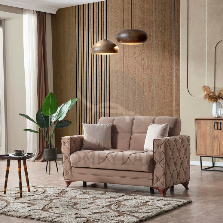 Dezza Sofa Bed in Beige Velvet