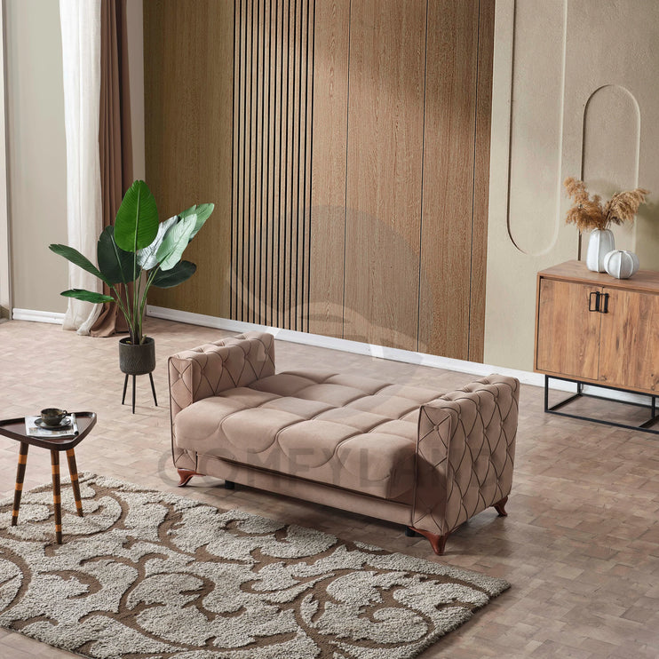 Dezza Sofa Bed in Beige Velvet