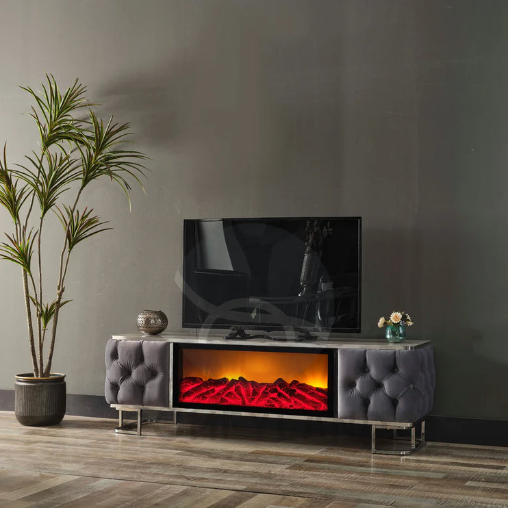 Almera Grey and Chrome TV Stand