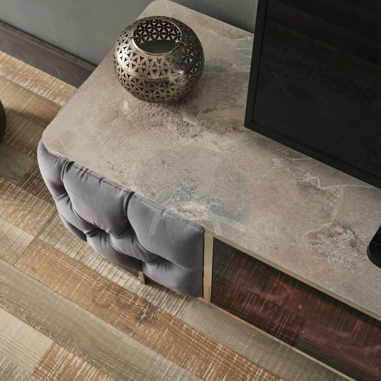 Almera Grey and Chrome TV Stand