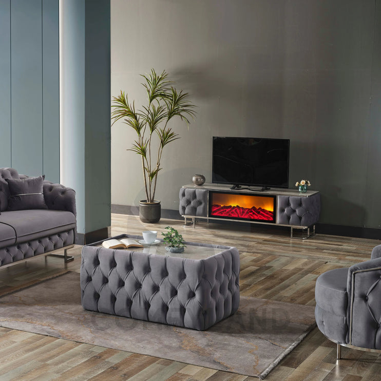 ALMERA Grey Velvet Living Room Furniture