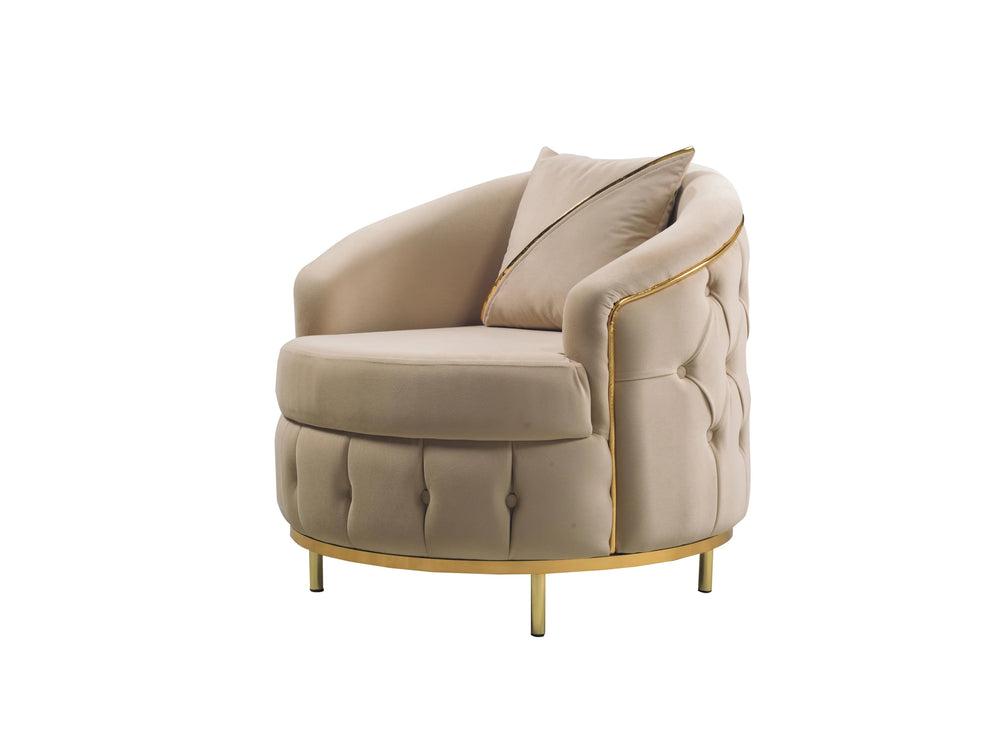ALMERA Sofa Bed in Cream Velvet with Gold Detailing