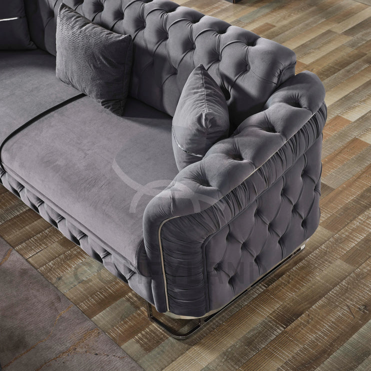 ALMERA Grey Velvet Living Room Furniture