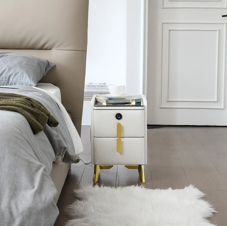 Bedroom Smart Nightstand with Wireless Charging, Speaker, LED Light and USB