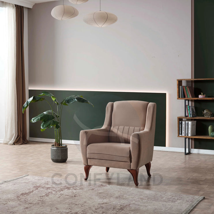 Seren Beige Velvet Sofa Bed