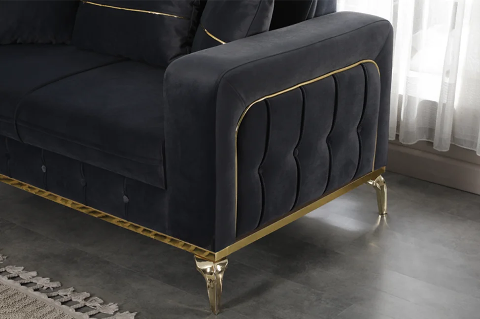 BERLIN Black Velvet with Gold Detailing