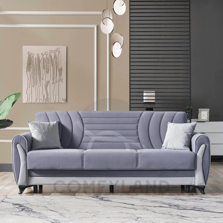 Seren Grey Velvet Sofa Bed