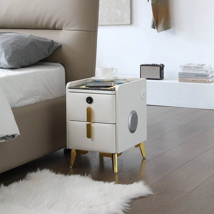 Bedroom Smart Nightstand with Wireless Charging, Speaker, LED Light and USB