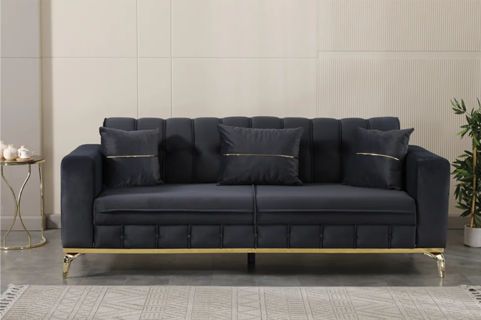 BERLIN Black Velvet with Gold Detailing