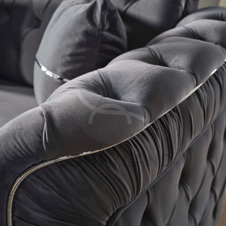 ALMERA Grey Velvet Living Room Furniture