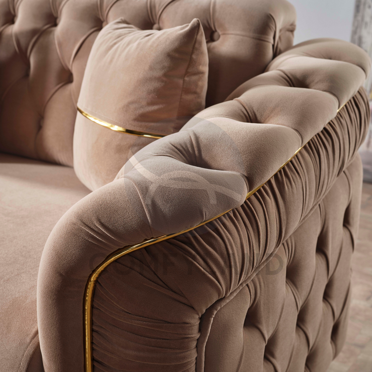 ALMERA Beige Velvet Living Room Furniture