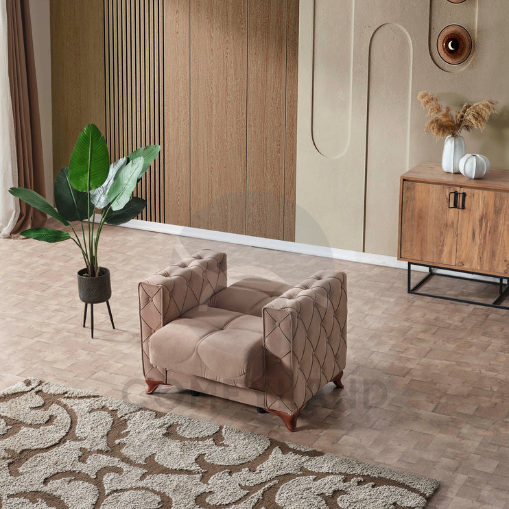 Dezza Sofa Bed in Beige Velvet