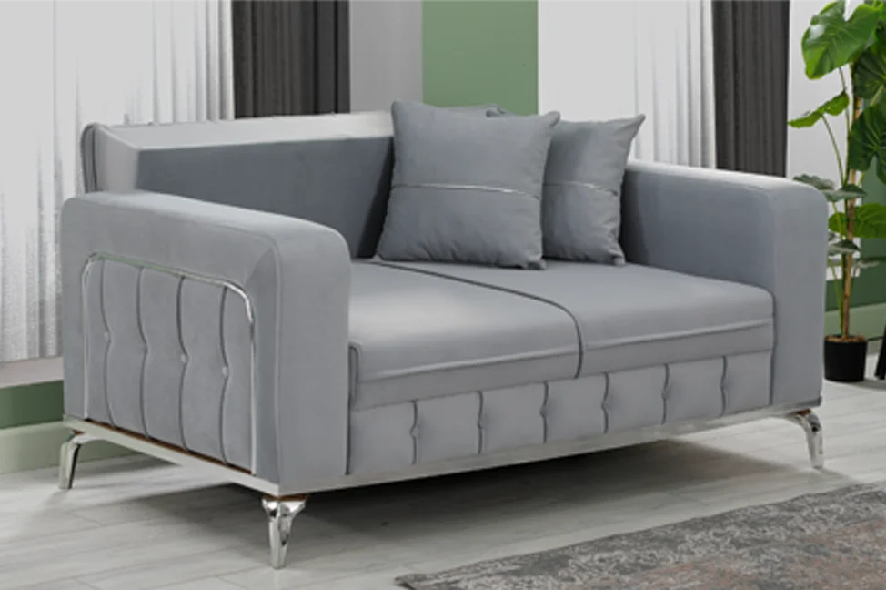 BERLIN Grey Velvet with Chrome Detailing