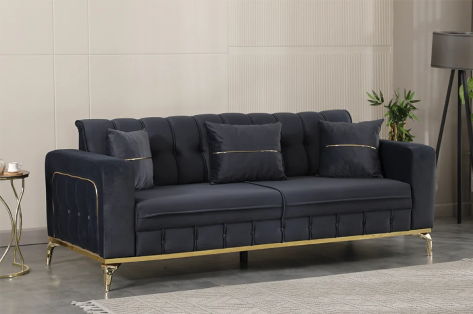 BERLIN Black Velvet with Gold Detailing