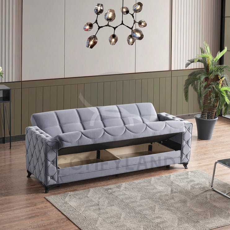 Dezza Sofa Bed in Grey Velvet