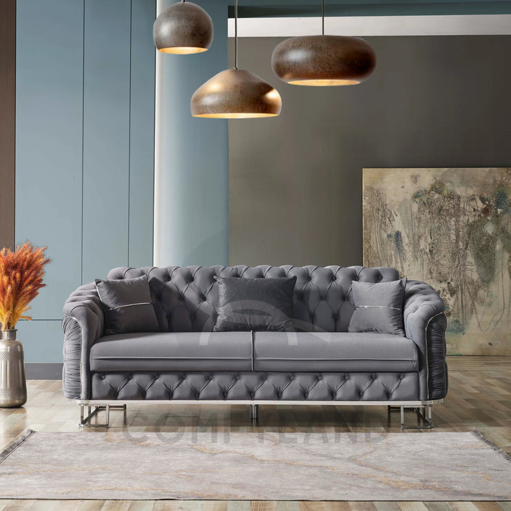 ALMERA Grey Velvet Living Room Furniture