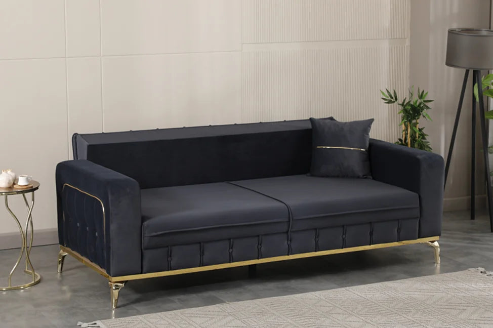 BERLIN Black Velvet with Gold Detailing