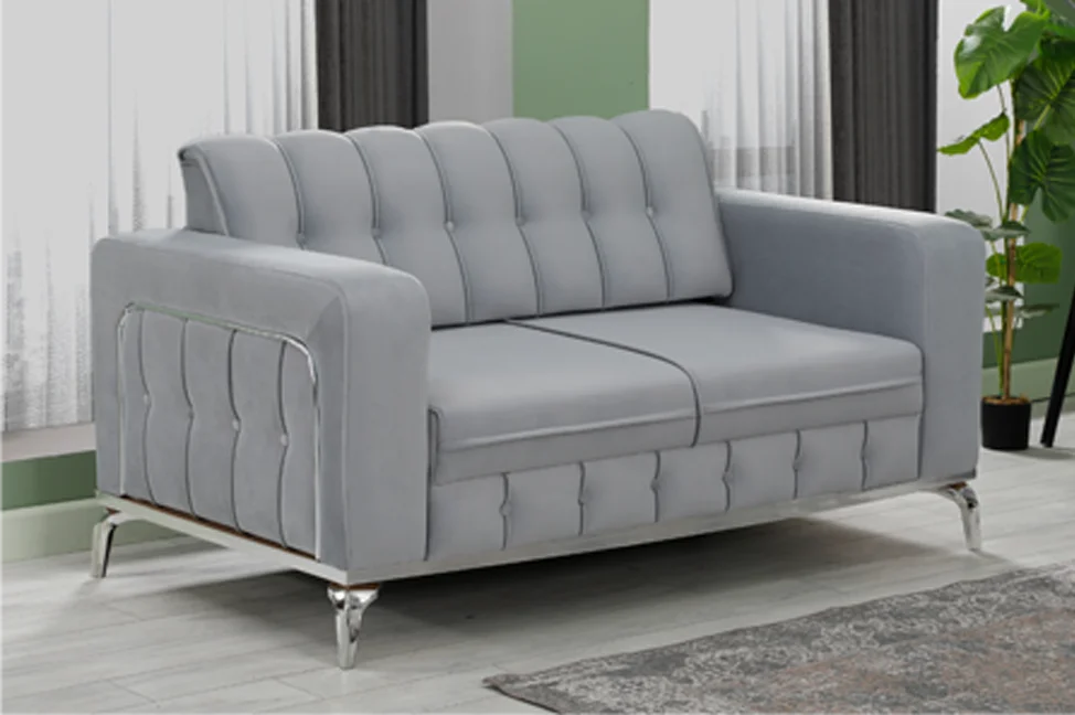 BERLIN Grey Velvet with Chrome Detailing