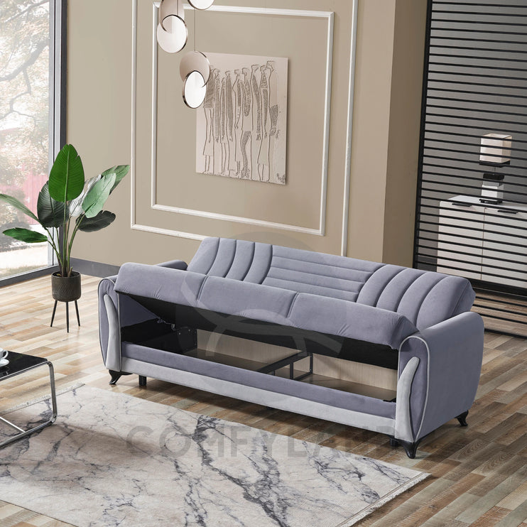 Seren Grey Velvet Sofa Bed