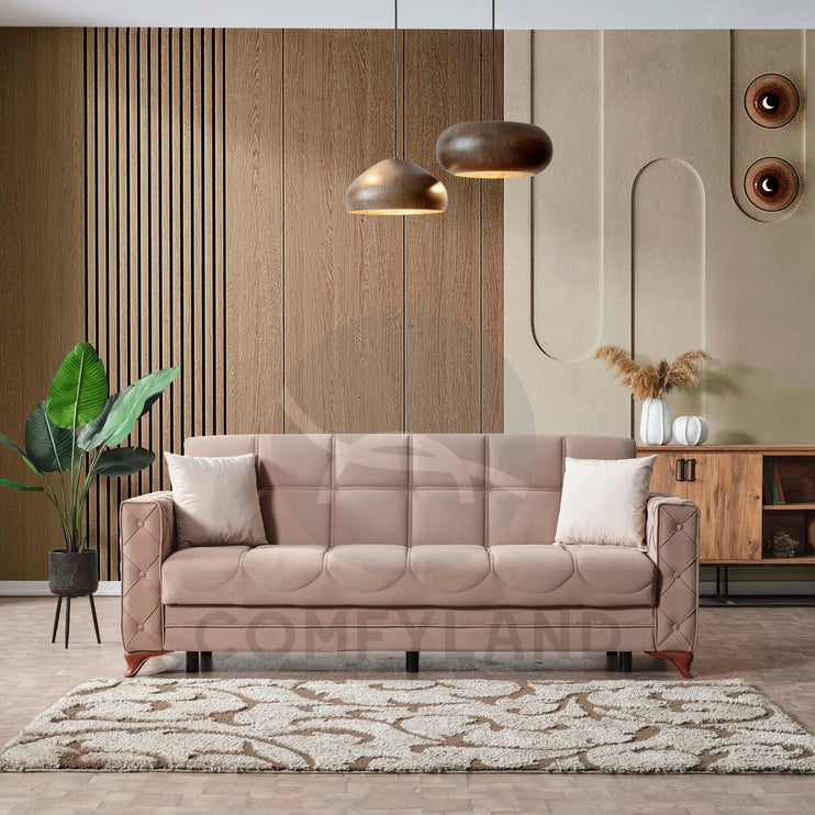 Dezza Sofa Bed in Beige Velvet
