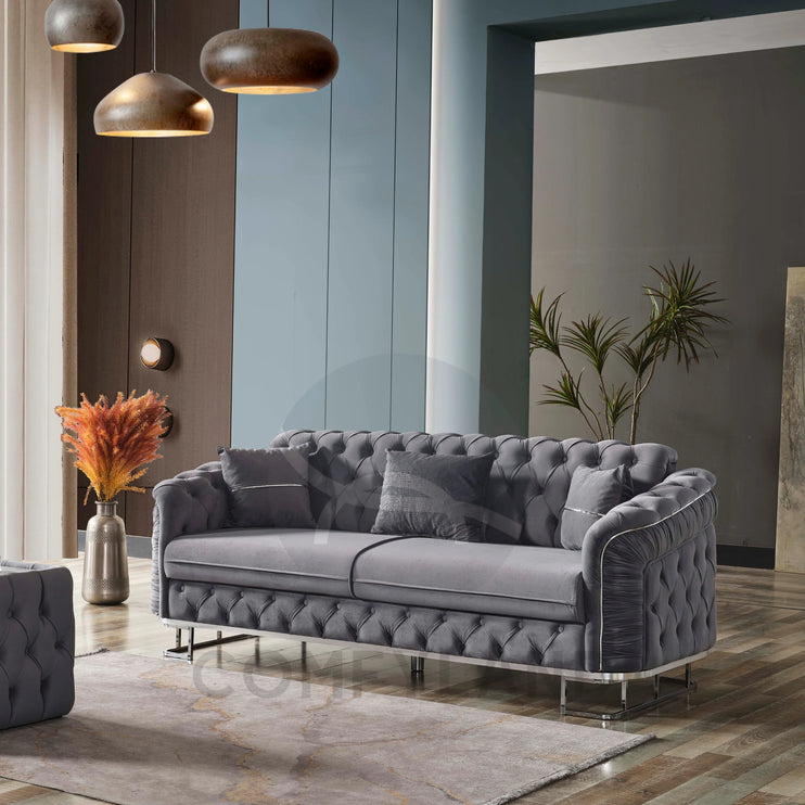 ALMERA Grey Velvet Living Room Furniture