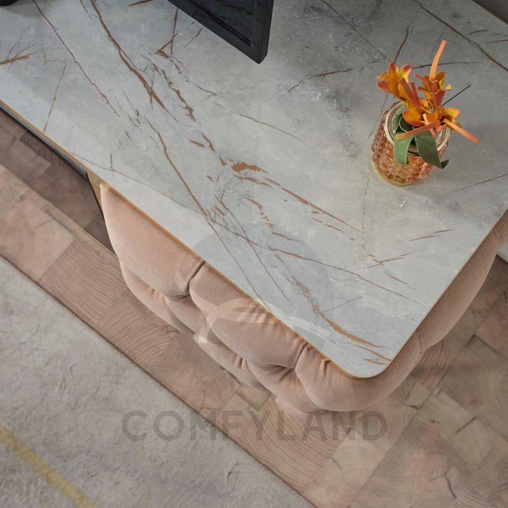 Almera Beige and Gold TV Stand