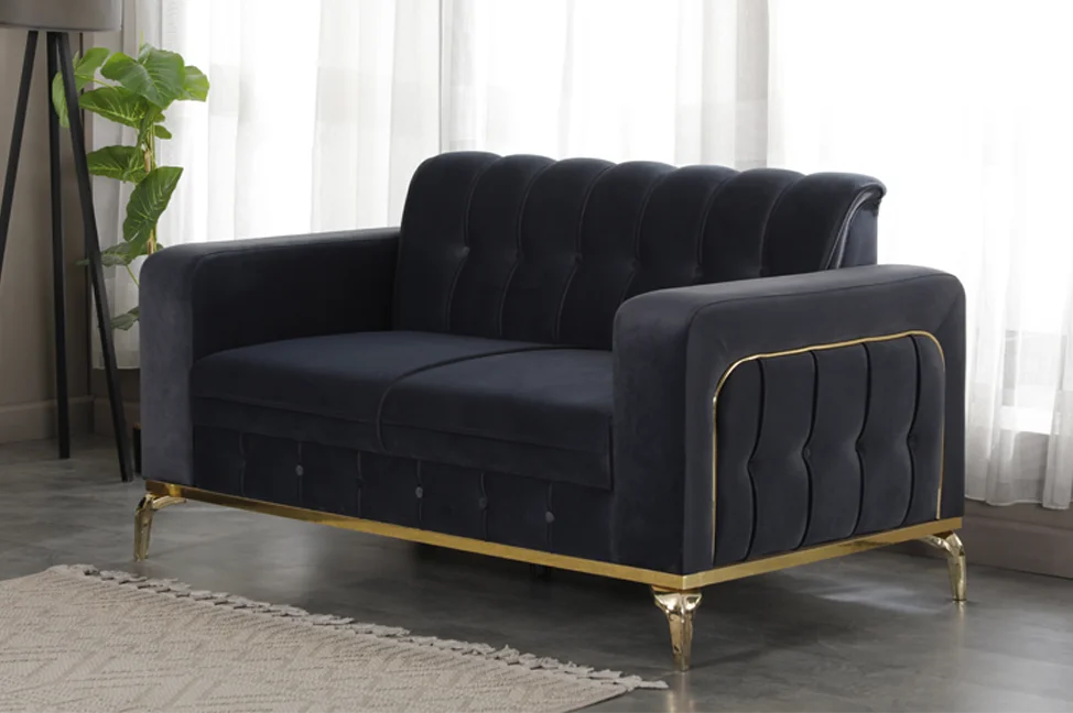 BERLIN Black Velvet with Gold Detailing