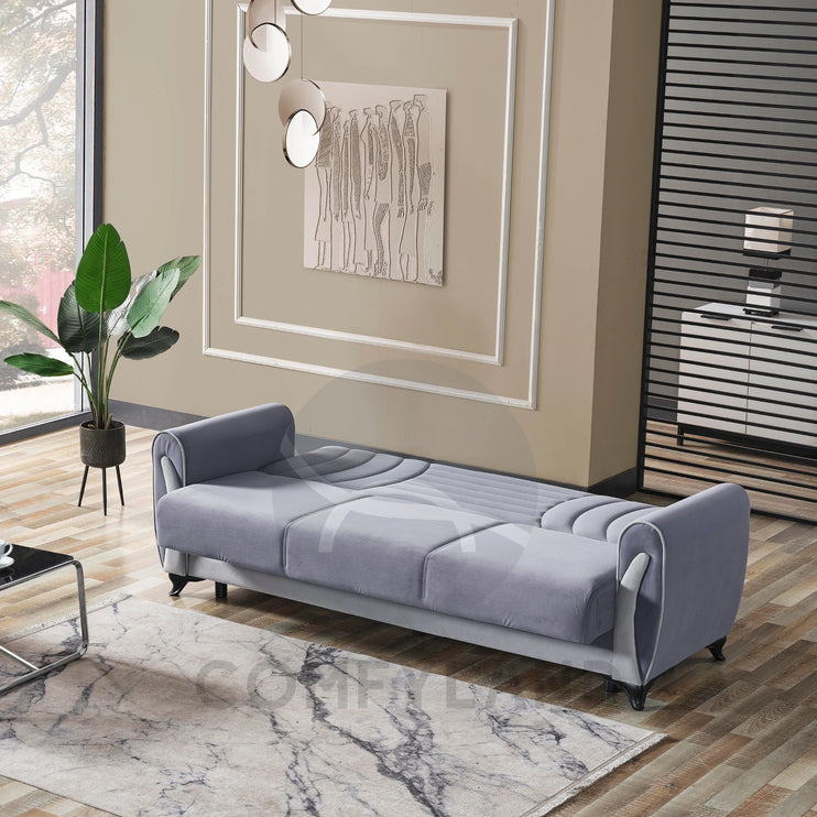 Seren Grey Velvet Sofa Bed