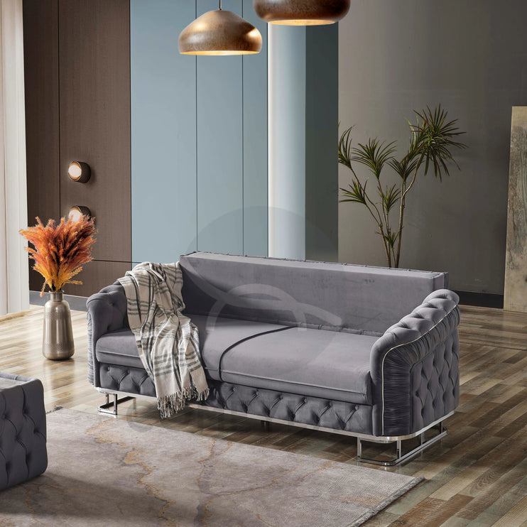 ALMERA Grey Velvet Living Room Furniture
