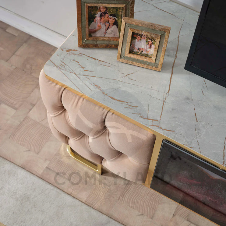 Almera Beige and Gold TV Stand
