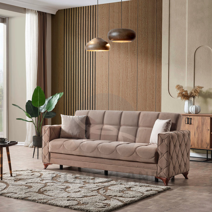 Dezza Sofa Bed in Beige Velvet