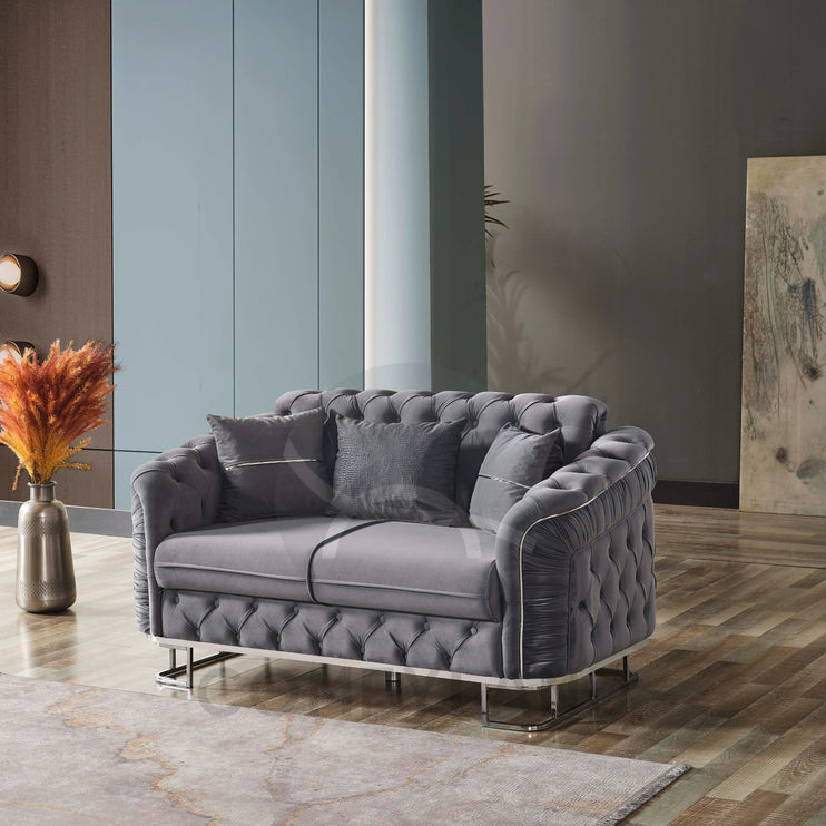 ALMERA Grey Velvet Living Room Furniture