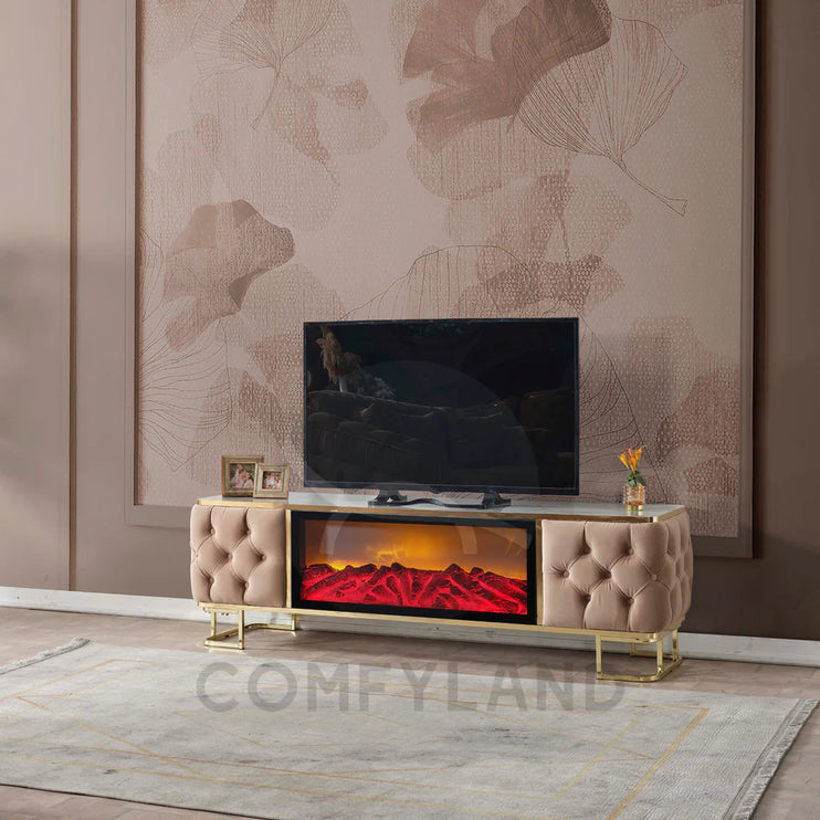 Almera Beige and Gold TV Stand