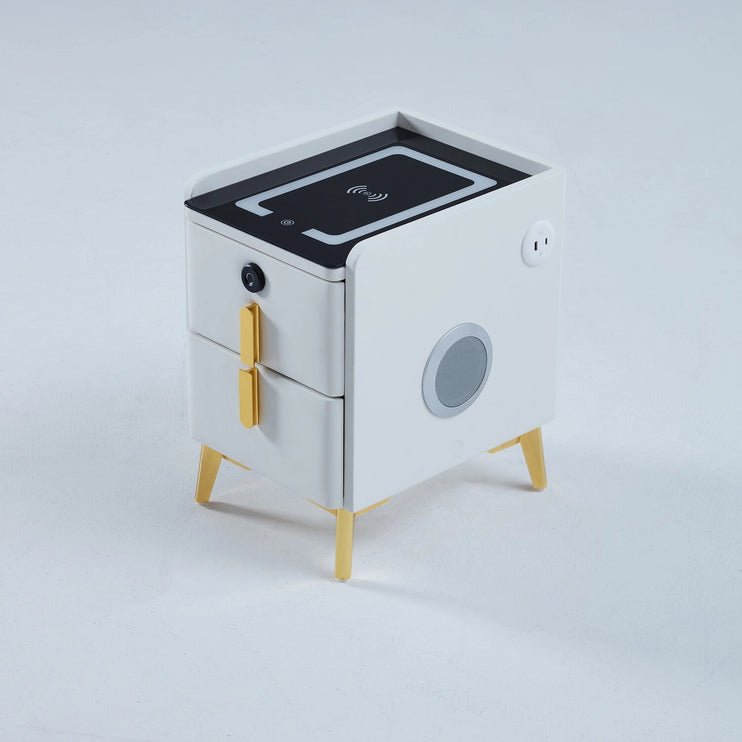 Bedroom Smart Nightstand with Wireless Charging, Speaker, LED Light and USB