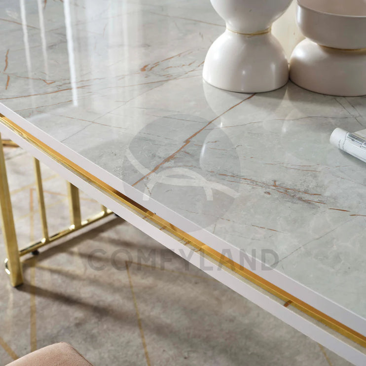 Almera Beige and Gold Dining Table