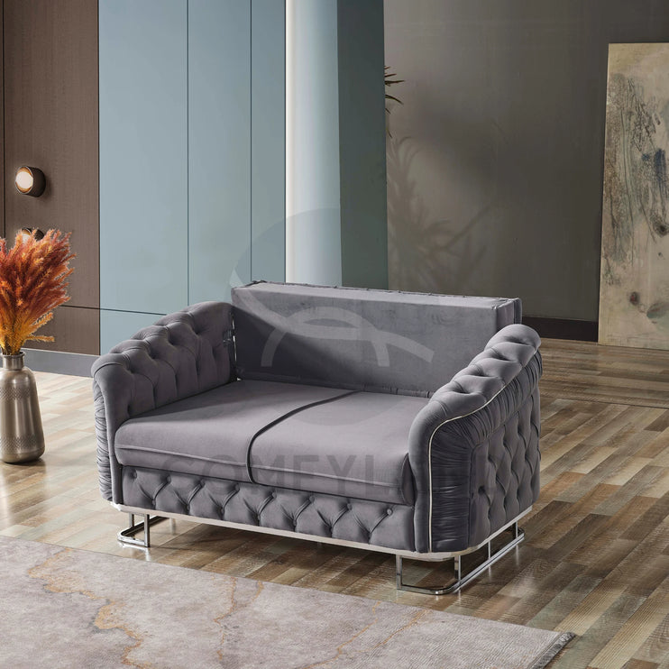 ALMERA Grey Velvet Living Room Furniture