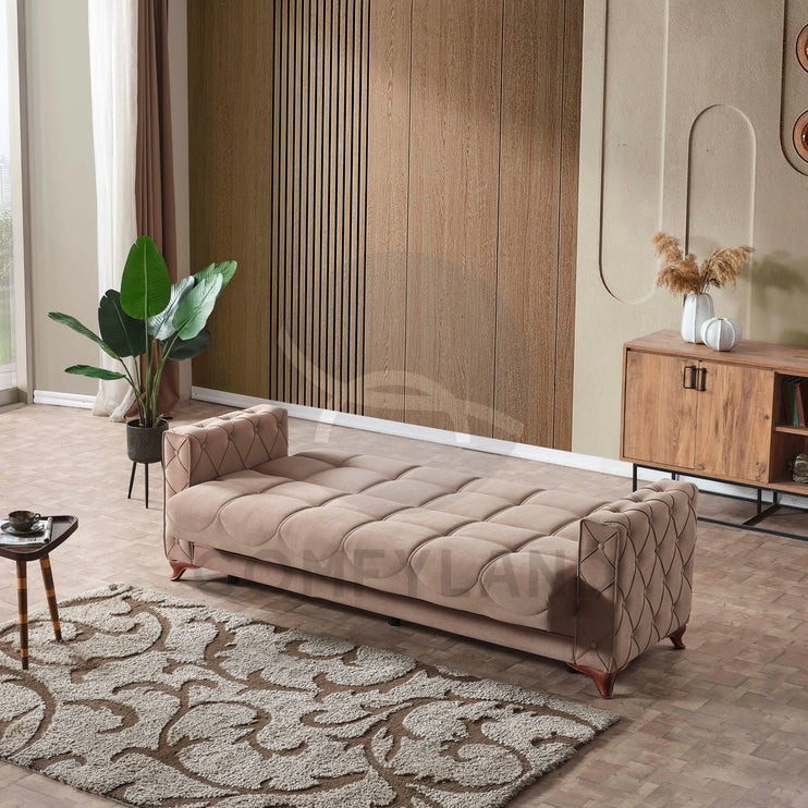 Dezza Sofa Bed in Beige Velvet