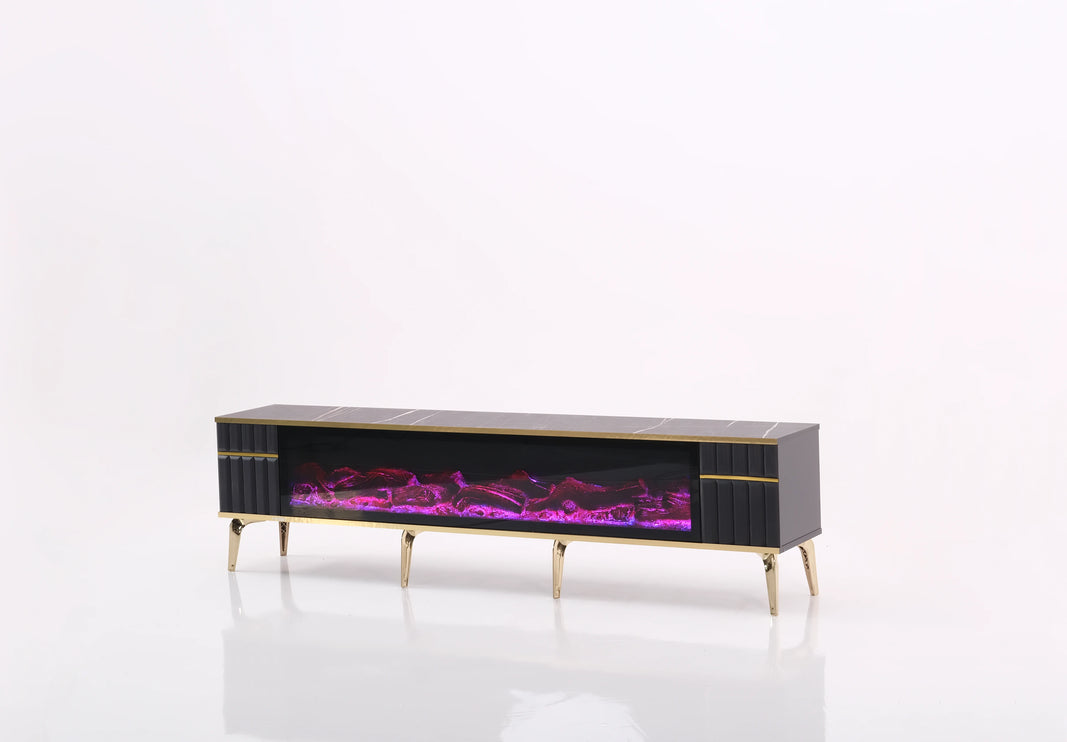 Ates Electric Fireplace TV Stand with Built-in Bluetooth & Speakers