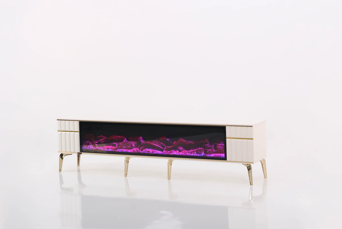 Ates Electric Fireplace TV Stand with Built-in Bluetooth & Speakers