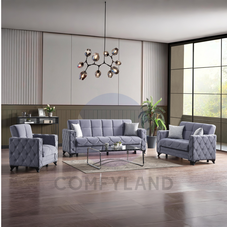 Dezza Sofa Bed in Grey Velvet